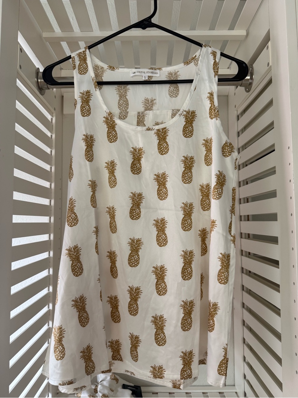 0005 White Pineapple-Print Tank Nightshirt - Women